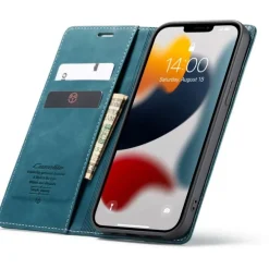 Caseme iPhone 13 Pro Max Retro Portemonnee Hoesje Blauw