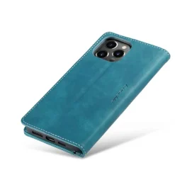 Caseme iPhone 13 Pro Max Retro Portemonnee Hoesje Blauw