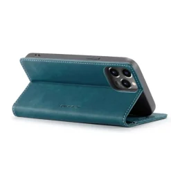 Caseme iPhone 13 Pro Max Retro Portemonnee Hoesje Blauw