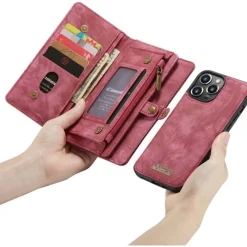 Caseme iPhone 13 Pro Portemonnee Hoesje Alles-in-één Rood
