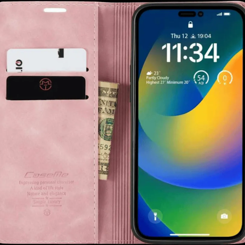 Caseme iPhone 14 Pro Retro Portemonnee Hoesje