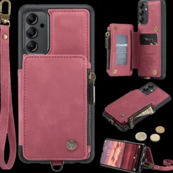 Caseme Samsung A14 Zipper Pocket Wallet Hoesje