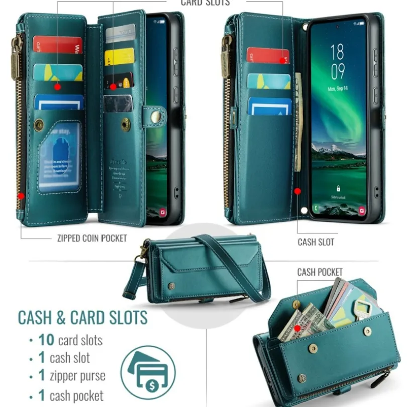 Caseme Samsung S24 FE Clutch Wallet met Koord