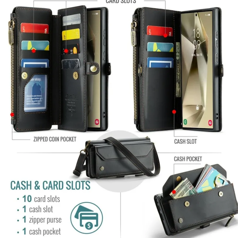 Caseme Samsung S24 Ultra Clutch Wallet met Koord