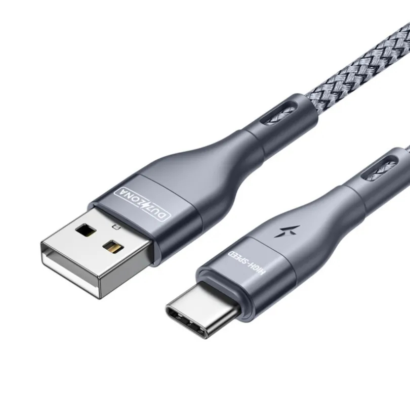 Duzzona Gewoven USB-A naar USB-C Oplaad + Datakabel