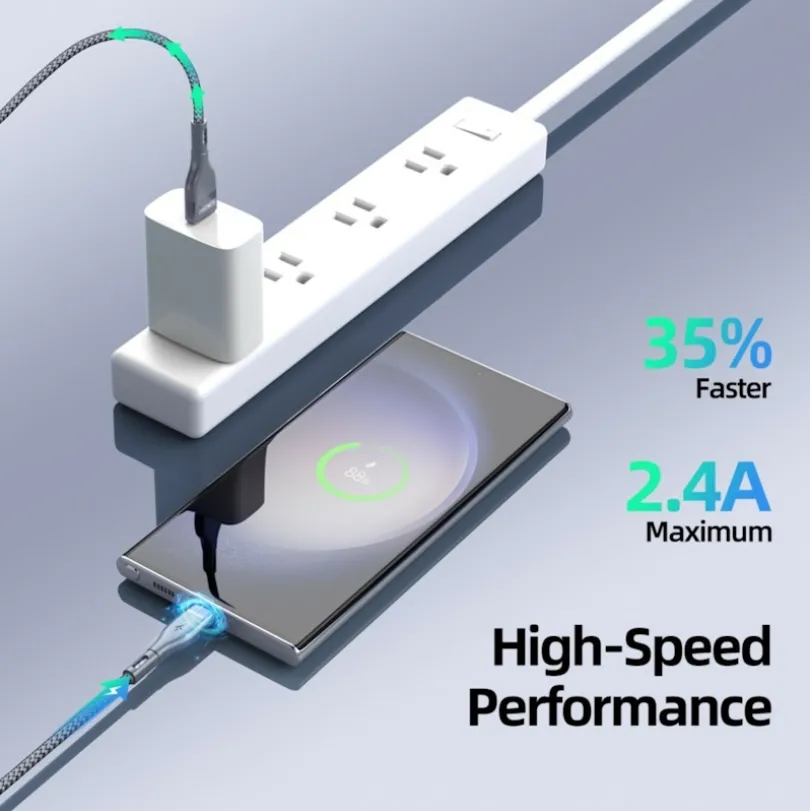 Duzzona Gewoven USB-A naar USB-C Oplaad + Datakabel