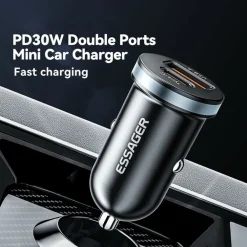 Essager Plug and Charge 30W Autolader USB en USB-C