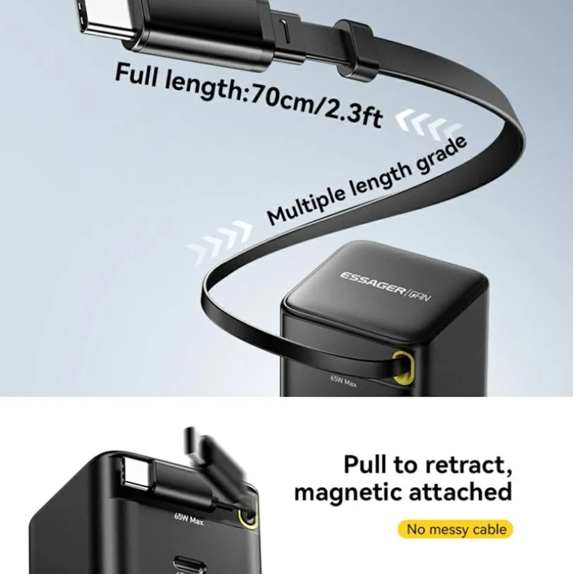 Essager 65W Fast Charging USB-C Oplader met kabel