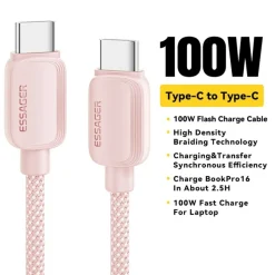 Essager 100W Gewoven Smartphone en Laptop USB-C naar USB-C Kabel