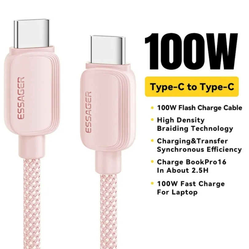 Essager 100W Gewoven Smartphone en Laptop USB-C naar USB-C Kabel
