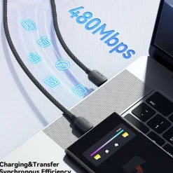 Essager 100W Gewoven Smartphone en Laptop USB-C naar USB-C Kabel