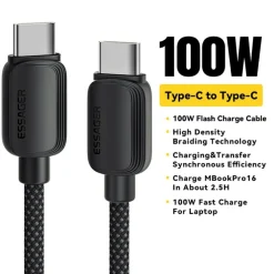 Essager 100W Gewoven Smartphone en Laptop USB-C naar USB-C Kabel