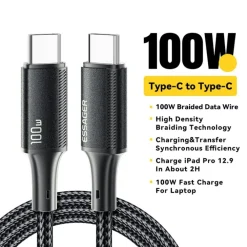 Essager 100W Gewoven USB-C naar USB-C Super Speed Cable