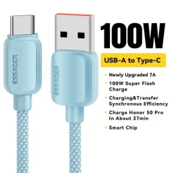 Essager 100W(!) Smartphone en Laptop Data + Oplaadkabel USB-A naar USB-C