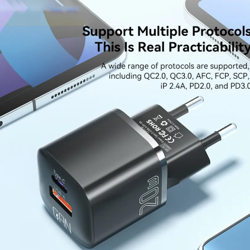 Essager 20W USB-A + USB-C Compact Power Adapter