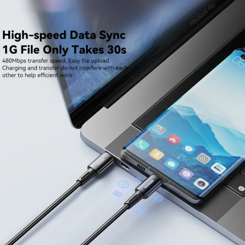 Essager 240W USB-C naar USB-C Ultraspeed Oplaad + Datakabel