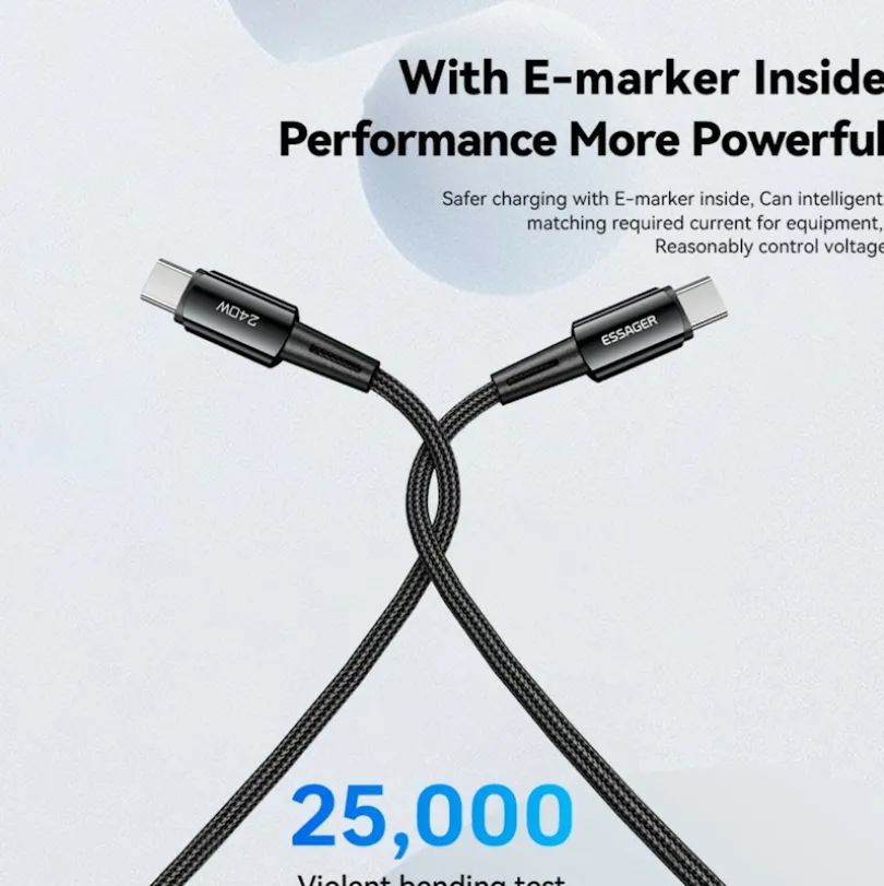 Essager 240W USB-C naar USB-C Ultraspeed Oplaad + Datakabel