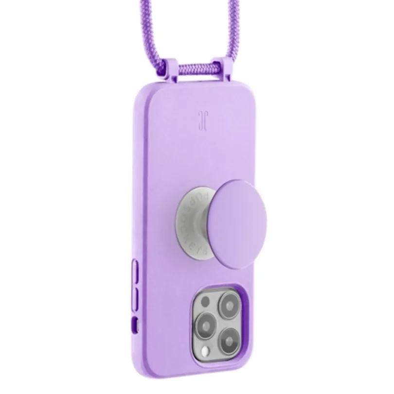 Just Elegance iPhone 13 Pro Max Siliconen Popsocket Hoesje Met Draagkoord