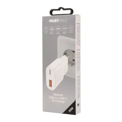 Musthavz SlimLine 2 Port USB-A + USB-C Charger 30W
