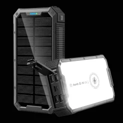PSOOO 36.800mAh Solar Powerbank Fast Qi Wireless Charger met Zaklamp